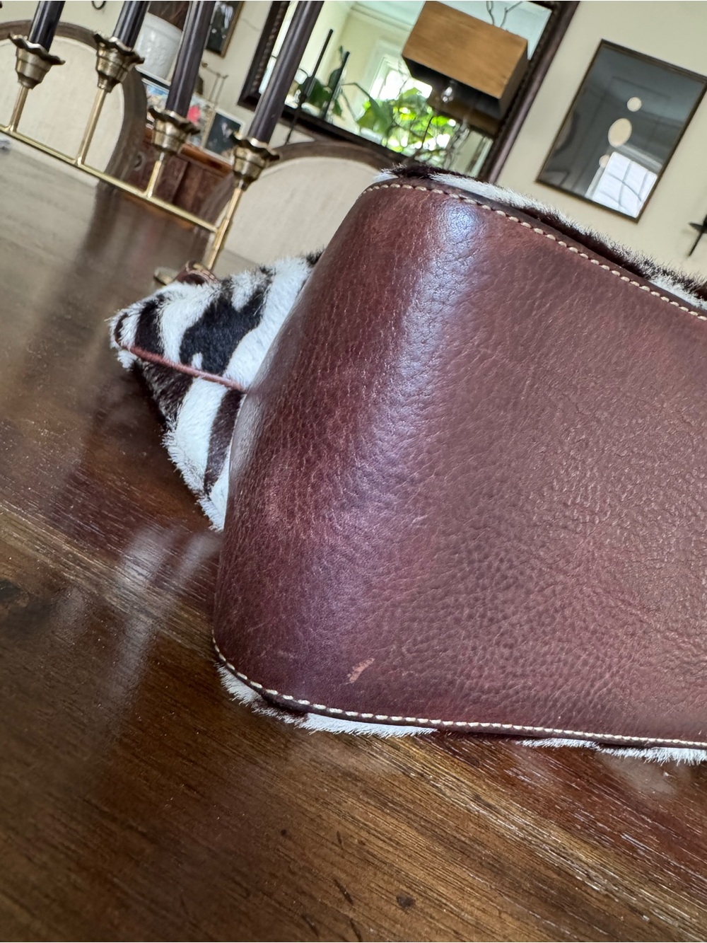 Vintage J.Crew Collection - Zebra Calf Hair Leather Hobo Bag, Circa 2000s - Picture 7 of 11